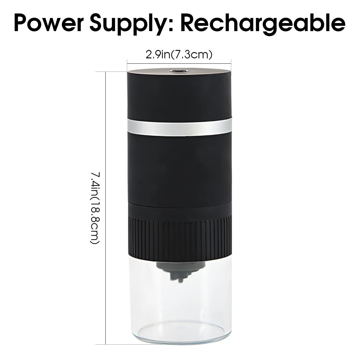 Електрична кавомолка WASAGA USB акумуляторна портативна бездротова міні-з жорнами для дому або офісу, фото №2