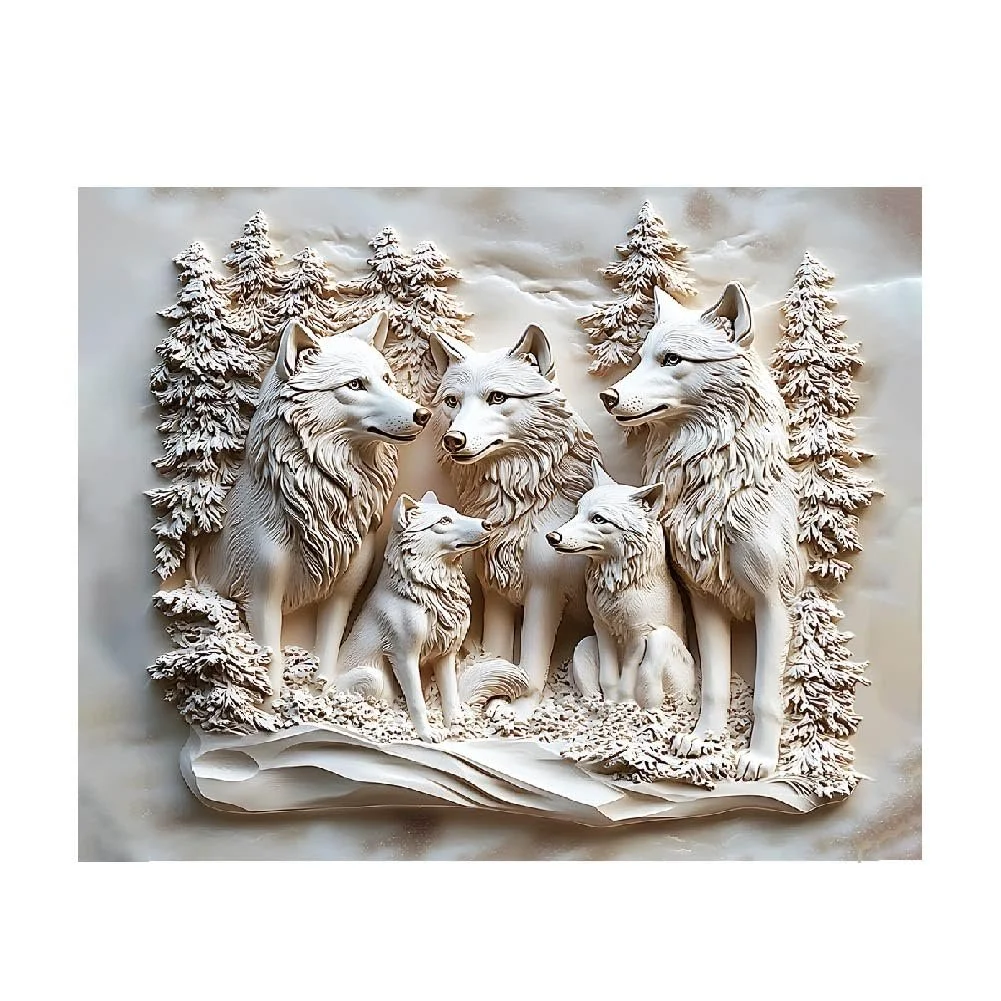 Наклейка на стіну SUPERDANT 3D Сім'я вовків у горах Вінілова 80 x 30 см, фото №3
