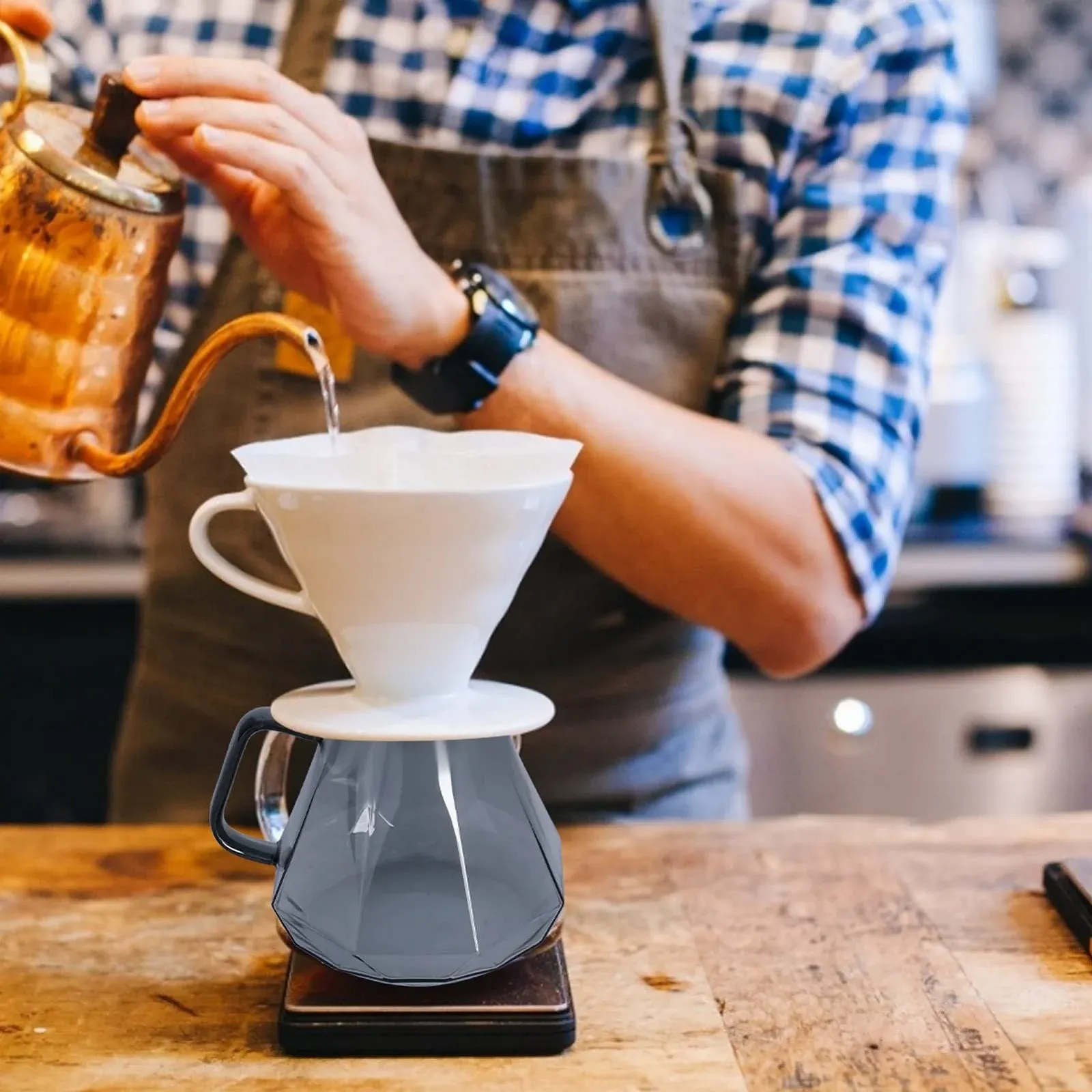 Кофейник Стеклянный 400 мл Прозрачный с Резиновой Крышкой, фото №4