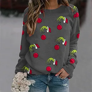 Рождественский джемпер BHXUTK Рождественская кофта Женская толстовка Рождественская рубашка Женская кофта с длинными рукавами со снеговиком Рождественский мотив Большие размеры Топы для женщин Девочка-подросток Рубашка с длинными рукавами synthetic.ua - Фото 1