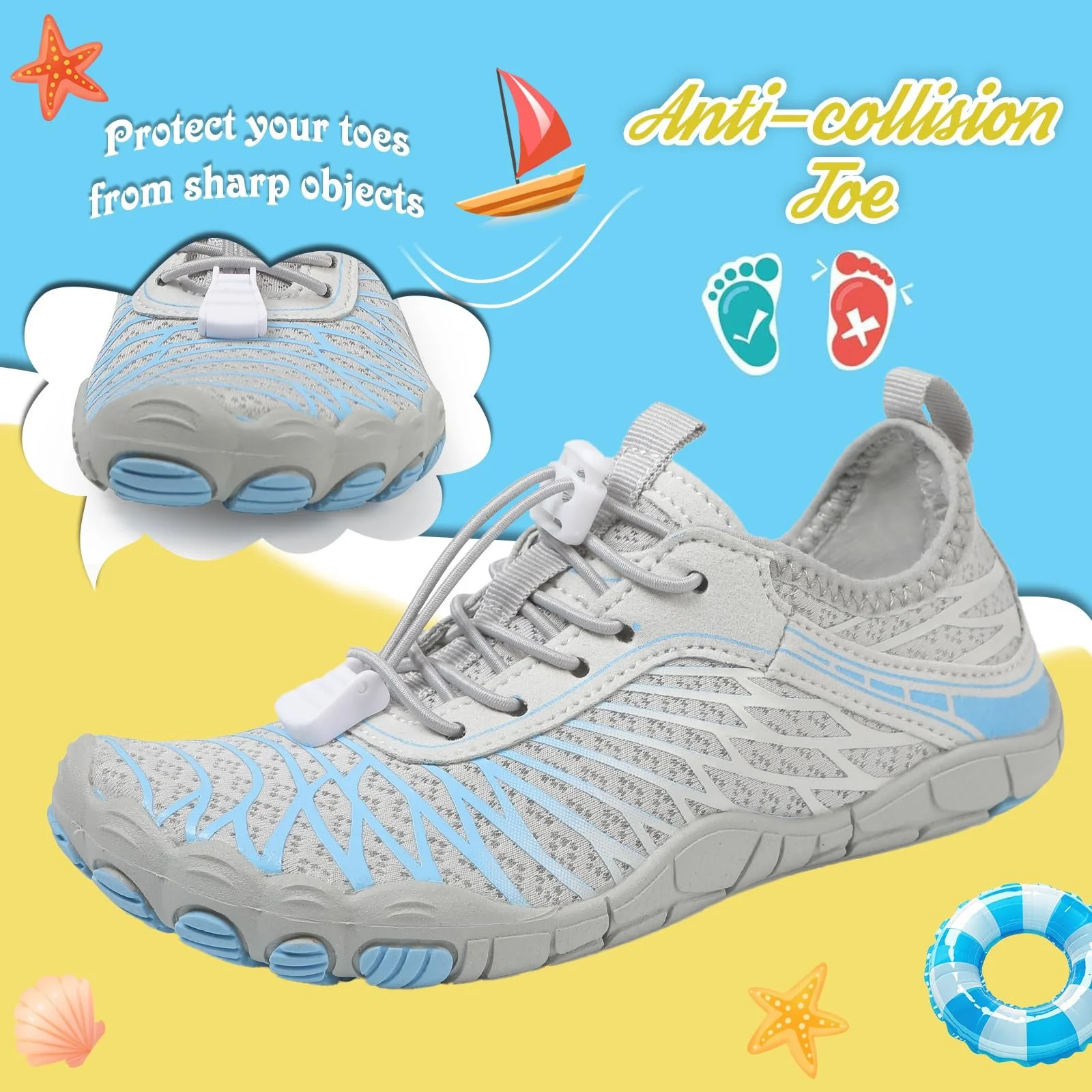 Босоножки Детские босоножки для мальчиков и девочек, быстросохнущие водные туфли, легкие мягкие пляжные туфли, дышащие туфли для купания, нескользящие туристические туфли, размер 25-35 EU, фото №5