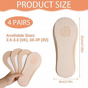 Женские невидимые носки 4 пары, Размер 36-40, Балетки, с нескользящим силиконом, Нейлон и хлопок, бежевый synthetic.ua - Фото 1