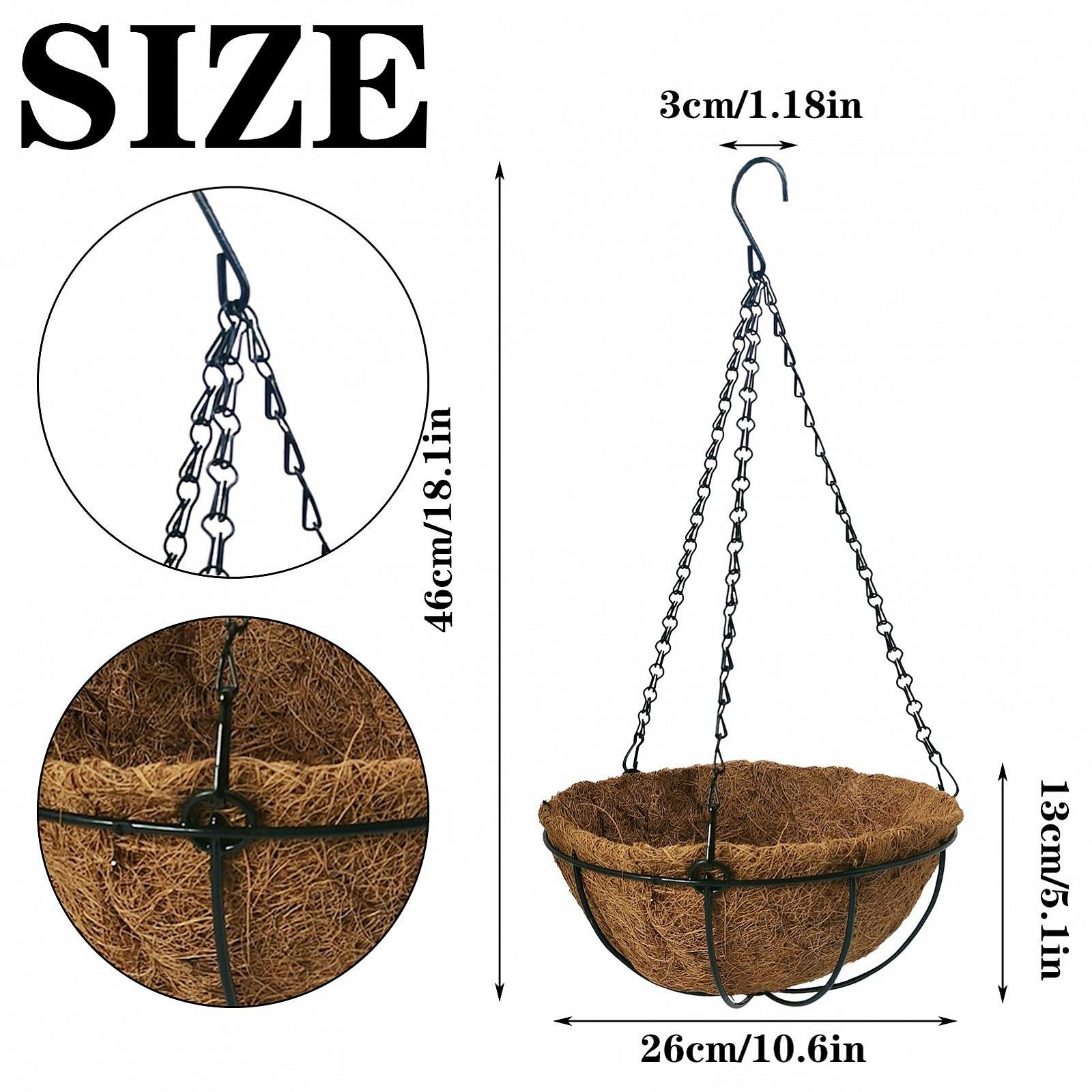 Кошик підвісний LWINGFLYER Набір з 2 шт. 25,4 см металевий з кокосовим волокном, фото №2