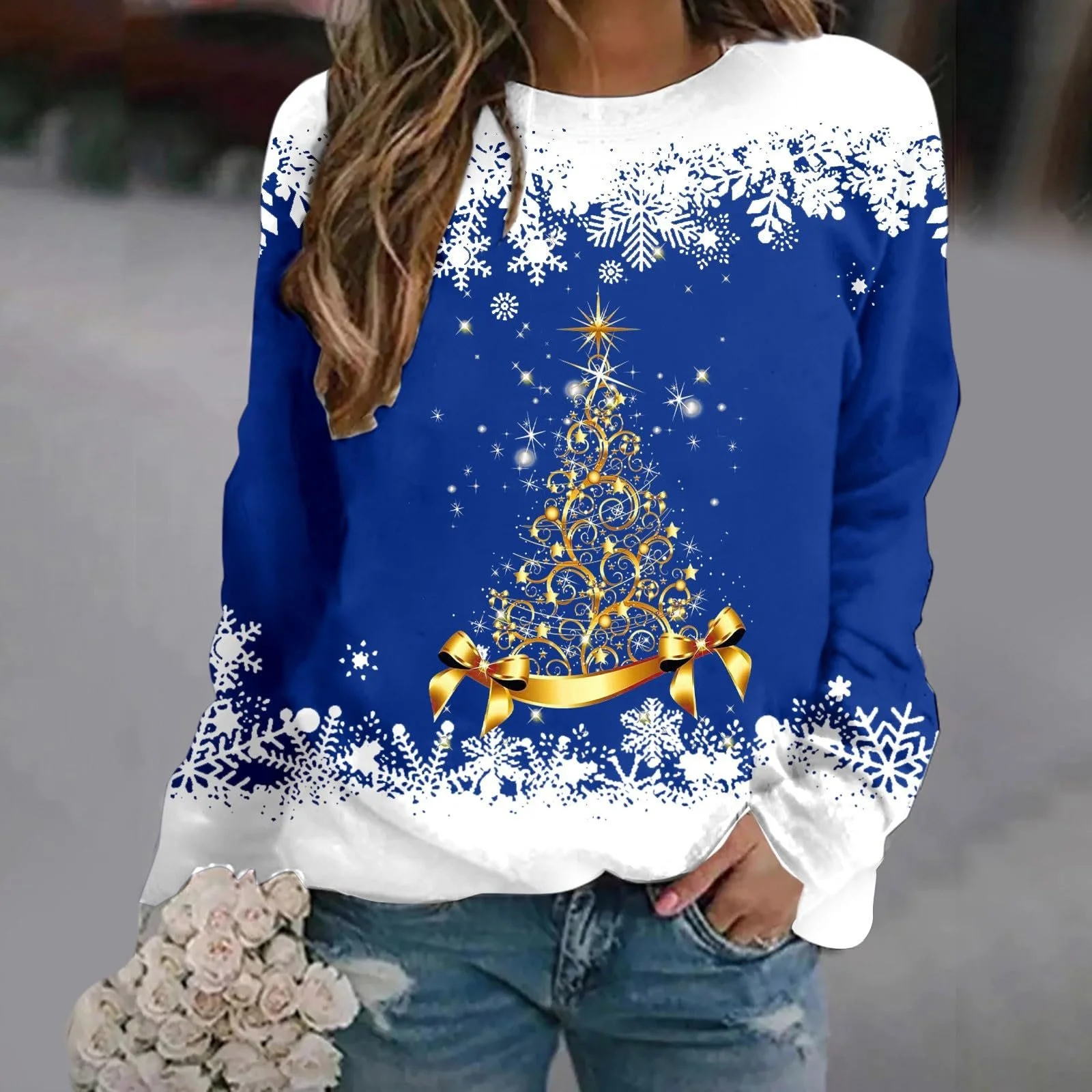 Уродливый Рождественский свитер Женский Зимний Флис с длинными рукавами, фото №2