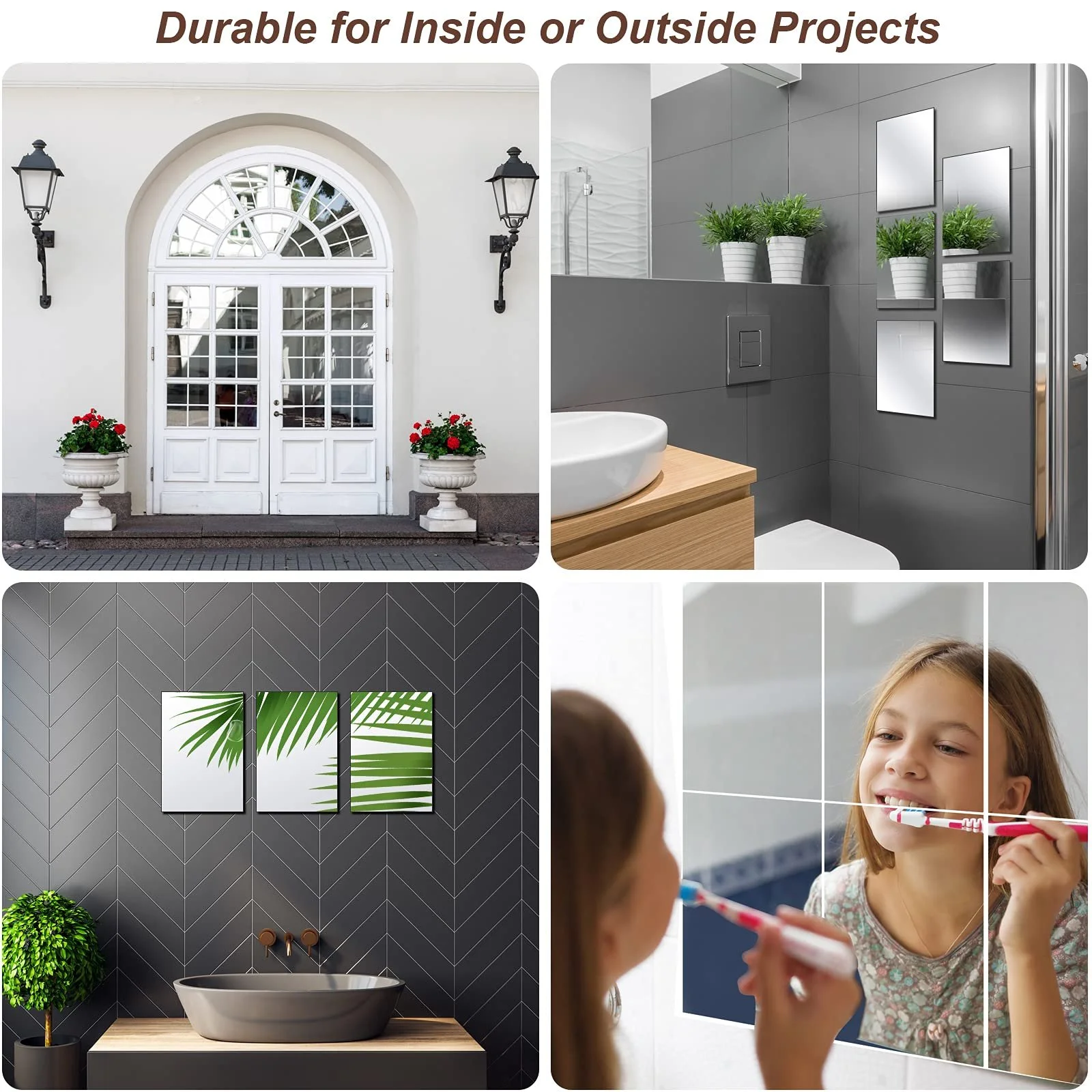 Зеркальные наклейки Outus 30 штук гибкие 15 x 10 см Серебристые, фото №6