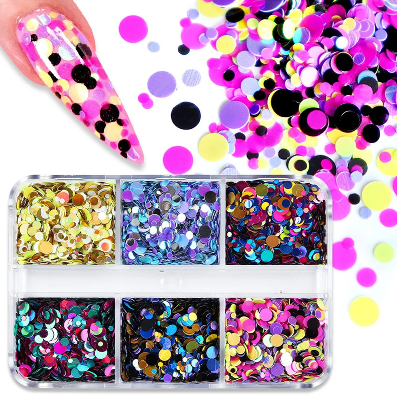 Блестки для ногтей круглые хлопья для ногтей для дизайна ногтей смешанных размеров наклейки для маникюра конфетти блестки, фото №7 Блестки для ногтей круглые хлопья для ногтей для дизайна ногтей смешанных размеров наклейки для маникюра конфетти блестки, фото №7