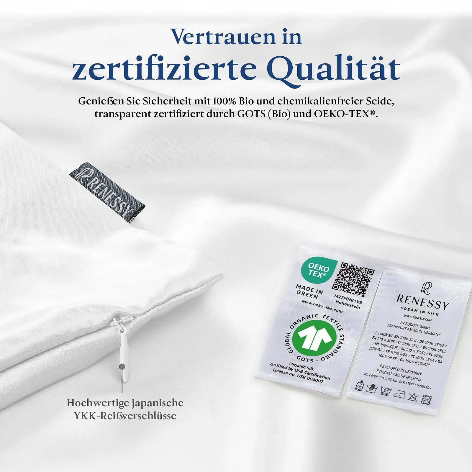 Наволочка RENESSY Organic Silk 40 x 80 см, цвет Natural Silk Off-White, фото №5 Наволочка RENESSY Organic Silk 40 x 80 см, цвет Natural Silk Off-White, фото №5