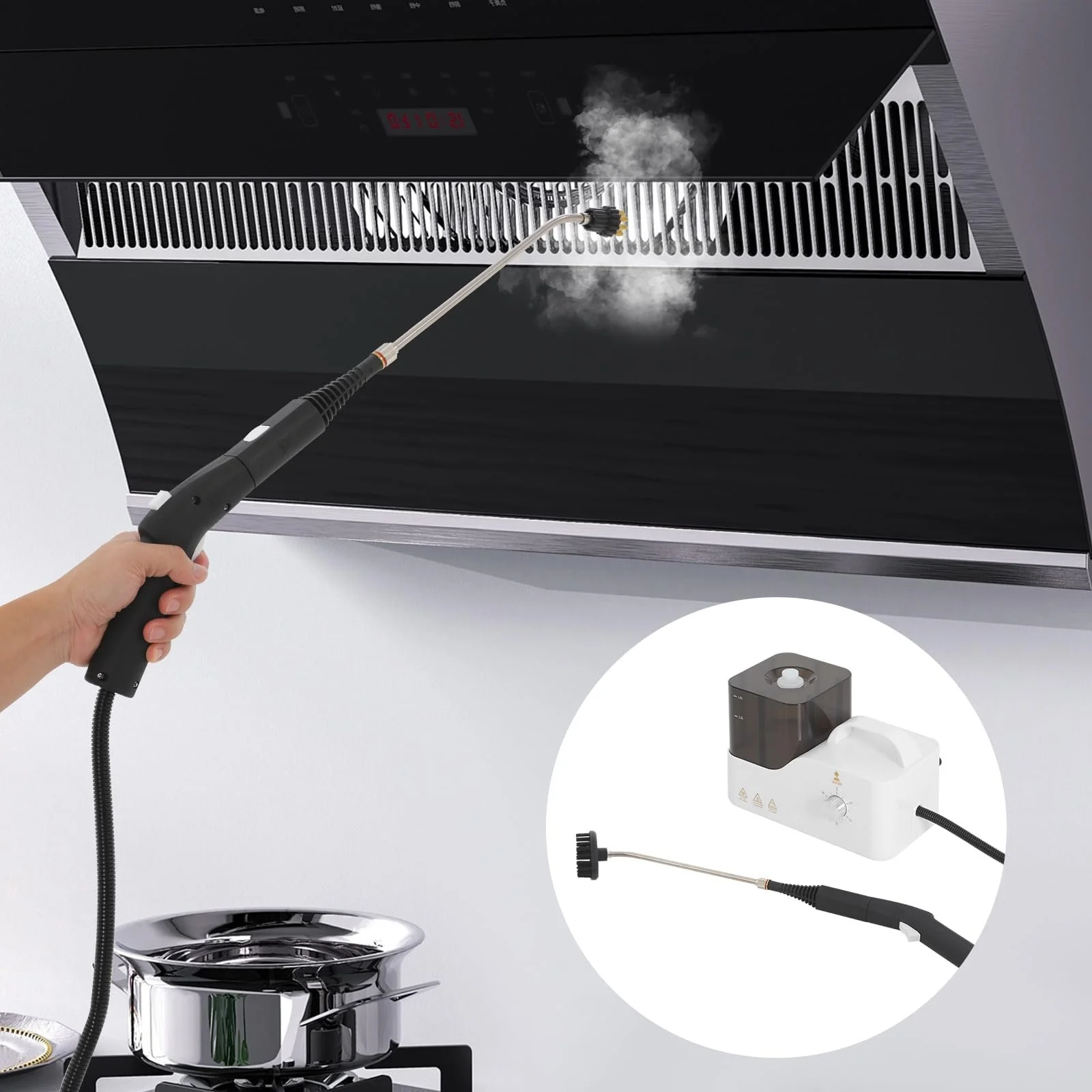 Пароочисник ручний 2600 Вт 3.5 бар 100-120 °C 1.4 л шланг 2.5 м кабель 1.8 м для кухні та авто, фото №4
