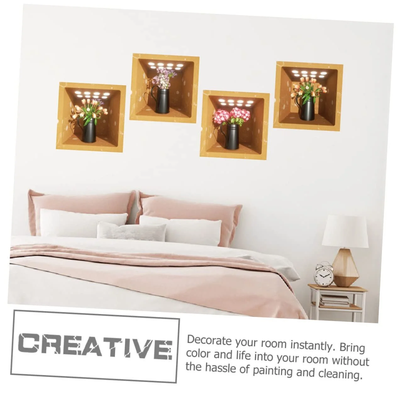 Наклейки на стіну 3D квіткові вази самоклеючі 4 шт, фото №5 Наклейки на стіну 3D квіткові вази самоклеючі 4 шт, фото №5