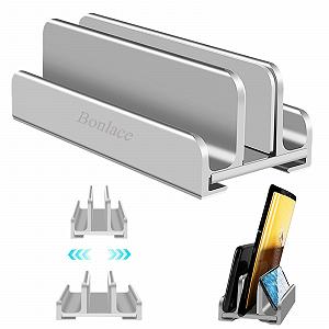 Вертикальный держатель для ноутбука Sander, 3-в-1, регулируемая подставка для ноутбука, органайзер для стола, из алюминия, совместим с MacBook Pro Air, планшетами, смартфонами - Фото 1