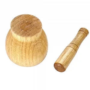 Набір ступки і товкачика з дерева для подрібнення спецій та кухонний інструмент для часнику, імбиру та іншого (2) - Фото 1