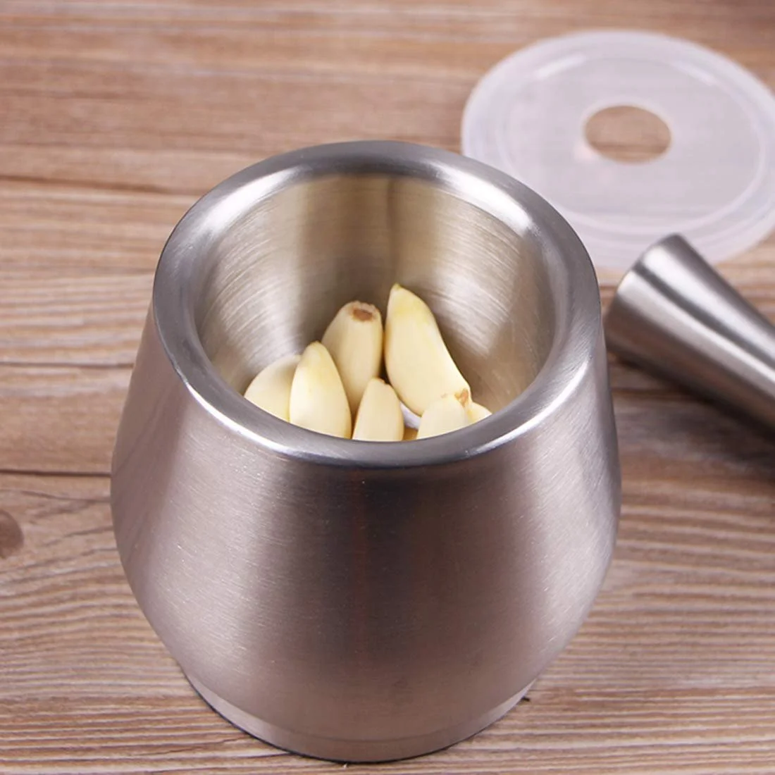 Ступка и пестик из нержавеющей стали, прочная, легко моющаяся чаша для перемешивания, идеально подходит для специй, имбиря, фото №4