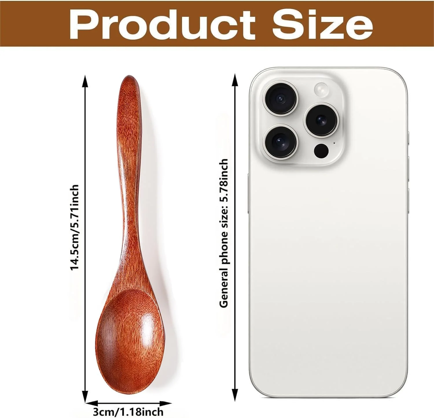 Ложка Дерев'яна Honey, 6 штук, 14.5 см, натуральна дерев'яна, фото №2