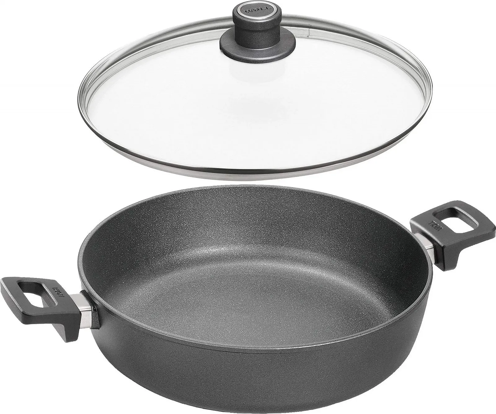 Каструля зі скляною кришкою Woll 32 см Чорна Індукційна, фото №1
