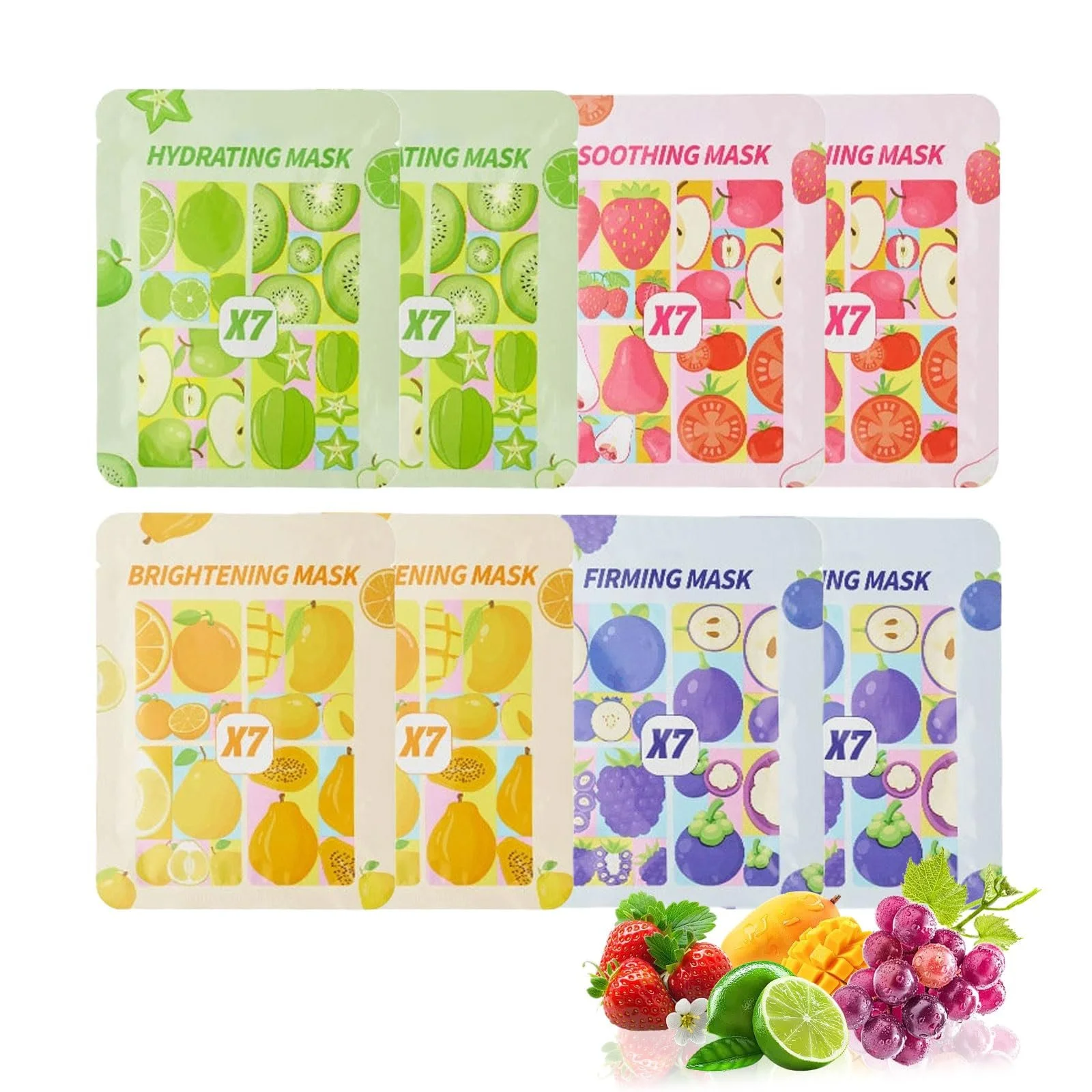 Маска для обличчя Altherona З фруктовими есенціями, набір з 8 штук Зволожуюча, фото №1