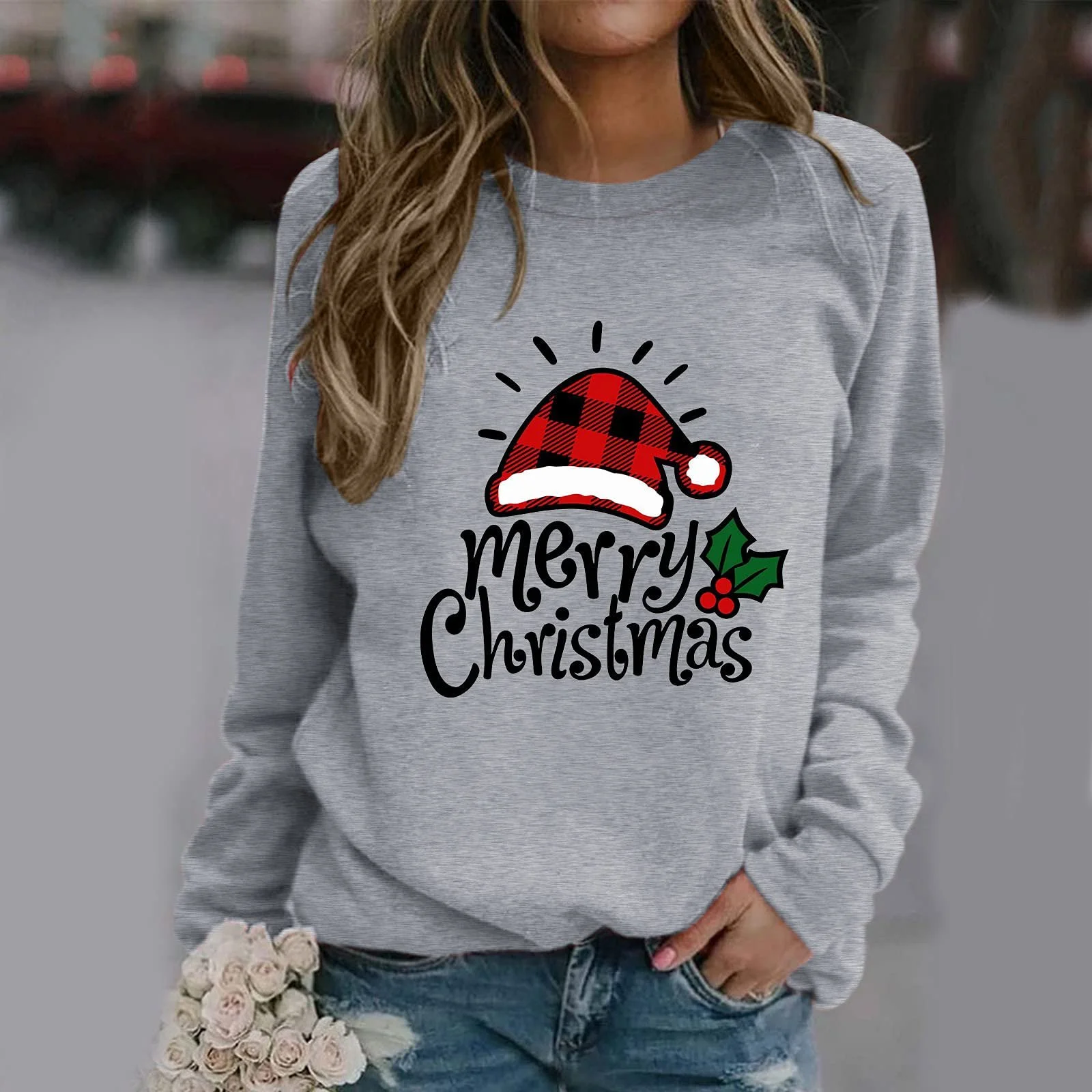 Джемпер с рождественским мотивом Женский рождественский джемпер Рождественский джемпер Зимний рождественский свитер Y2k Уродливый Женский джемпер Топы Большие размеры Хлопковая рождественская рубашка с длинным рукавом Рождественский наряд, фото №6