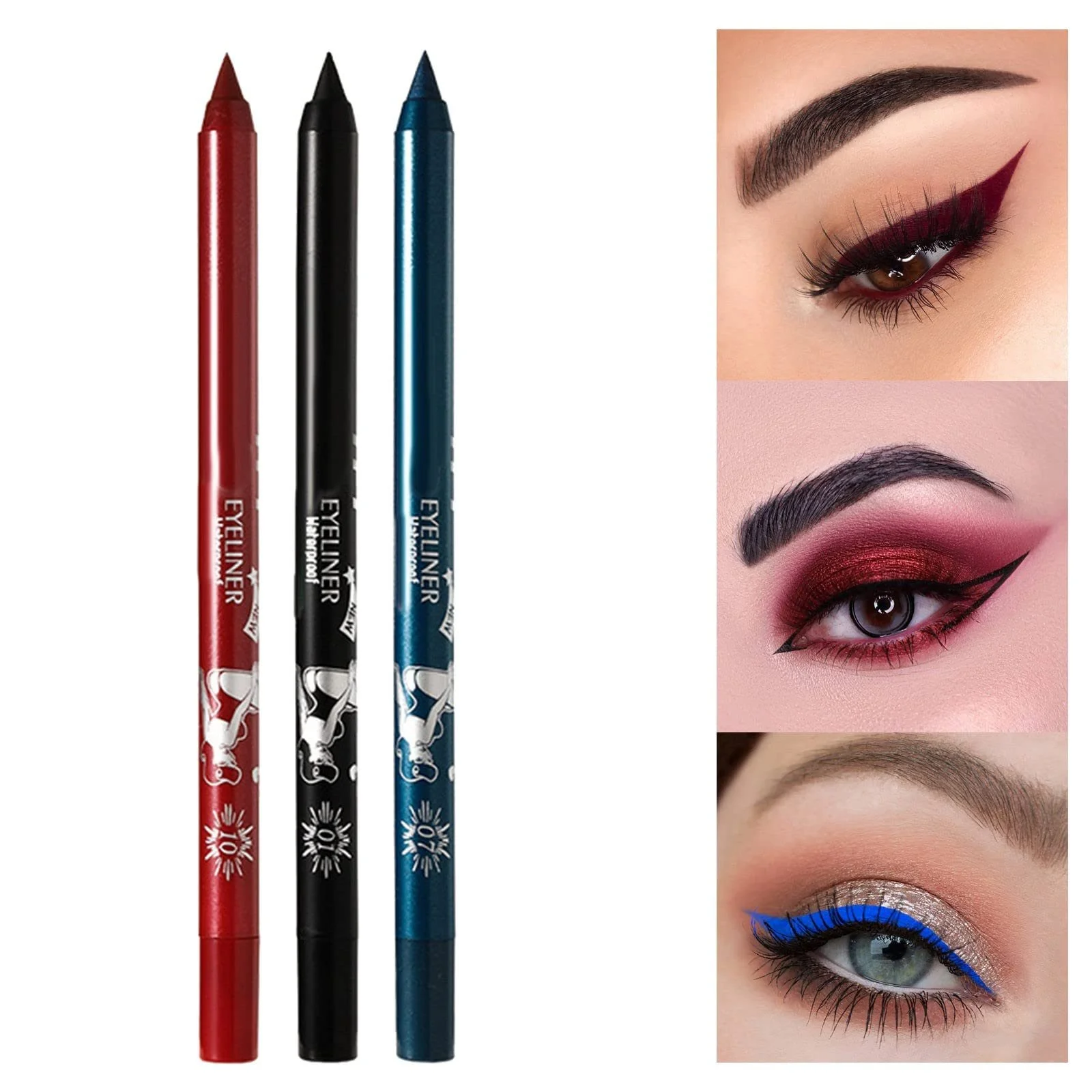 Карандаш для глаз Sponge 10 Rainbow Colours Eyeliner Glue Stick 2 в 1, фото №2