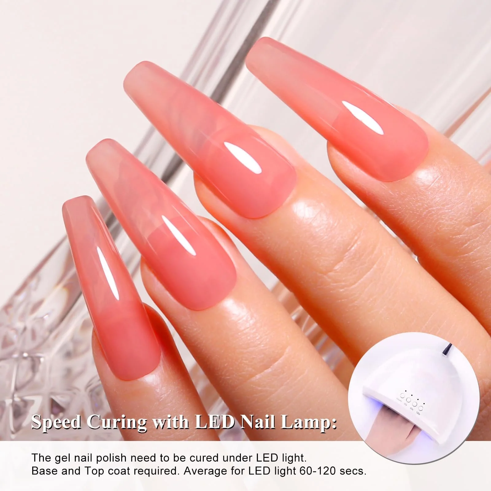 Гель-лак Imtiti Прозрачный Персиковый Румянец 15 мл Желейный Персиково-Розовый Прозрачный УФ LED, фото №3