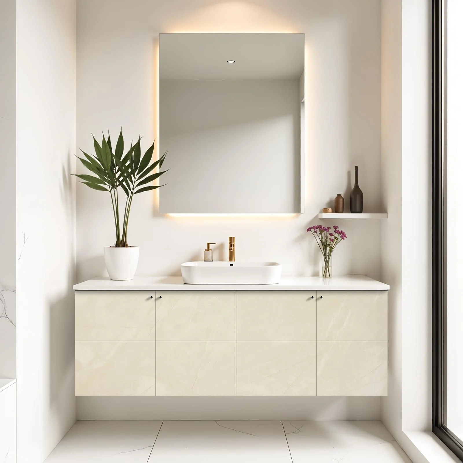 Наклейки на плитку Warmiehomy Marble вінілові самоклеючі 60 х 30 см 10 шт. Бежево-білий, фото №8 Наклейки на плитку Warmiehomy Marble вінілові самоклеючі 60 х 30 см 10 шт. Бежево-білий, фото №8