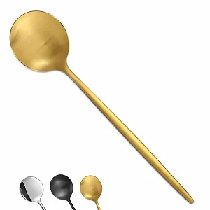 Ложка Bestdin 20 см, набір 12 штук, золотиста матова - Фото 1