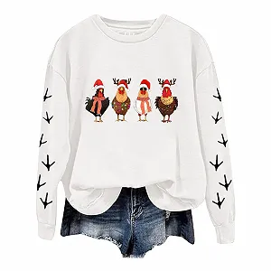 Жіночий світшот з капюшоном на Різдво, з довгими рукавами - Фото 1