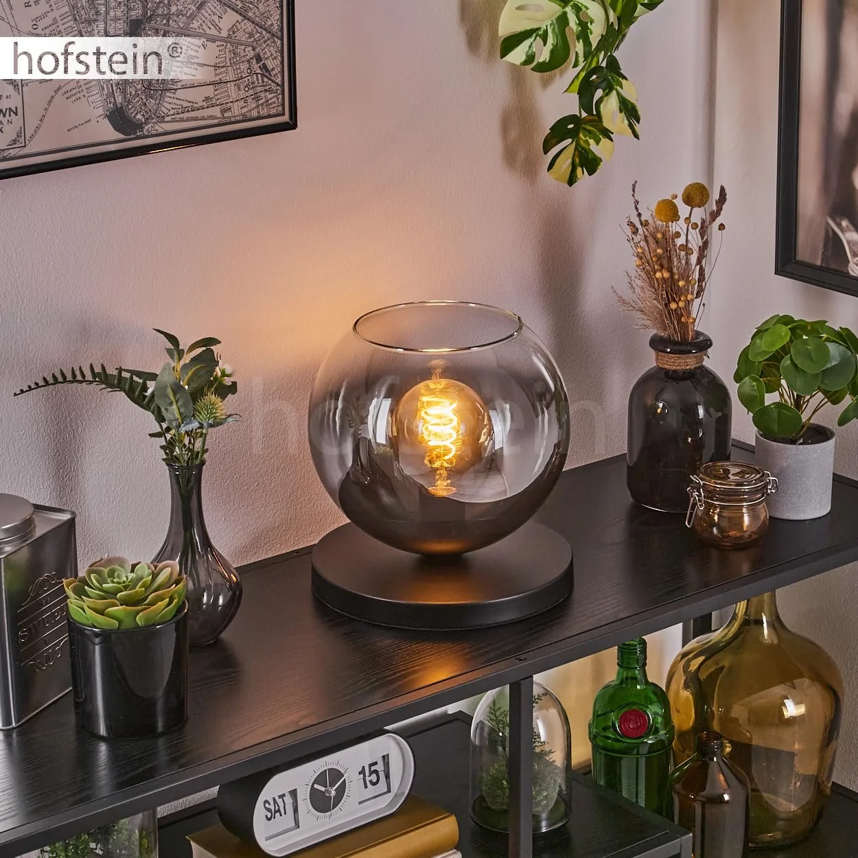 Настільна лампа Koyoto Метал/Скло 25 см E27 Чорний/Димчастий/Прозорий, фото №8