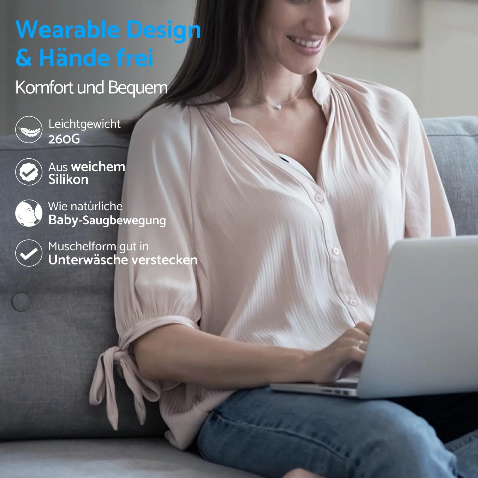 Молокоотсос eSynic Hands-Free, портативный, аккумуляторный, 210 мл, 4 режима, 12 уровней, LED дисплей, фланцы 24/21/19 мм, Ultra Quiet, для мам дома и в путешествии Белый, фото №4 Молокоотсос eSynic Hands-Free, портативный, аккумуляторный, 210 мл, 4 режима, 12 уровней, LED дисплей, фланцы 24/21/19 мм, Ultra Quiet, для мам дома и в путешествии Белый, фото №4