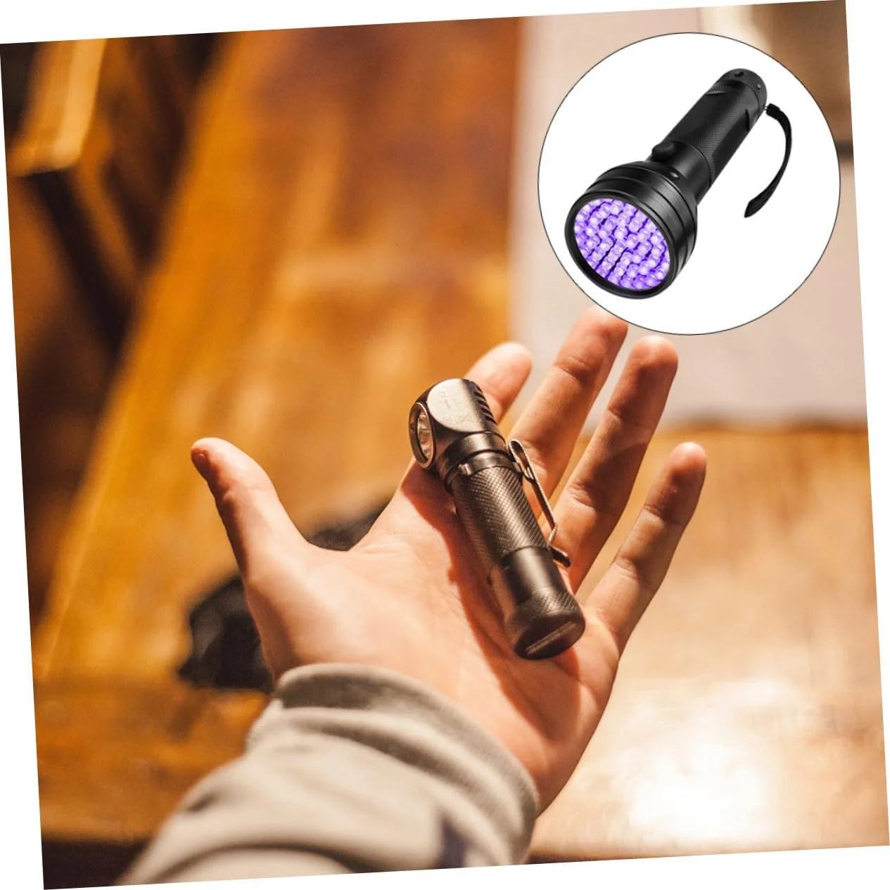 Ультрафіолетовий ліхтарик LED Blacklight Чорний, водо- та ударостійкий, легкий для тестування флуоресценції, виявлення сечі домашніх тварин, ювелірних виробів та ідентифікаційних документів, фото №5