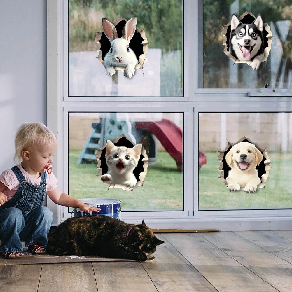 Наклейка на стіну SUPERDANT 3D Animals Cat Rabbit Dog, фото №4