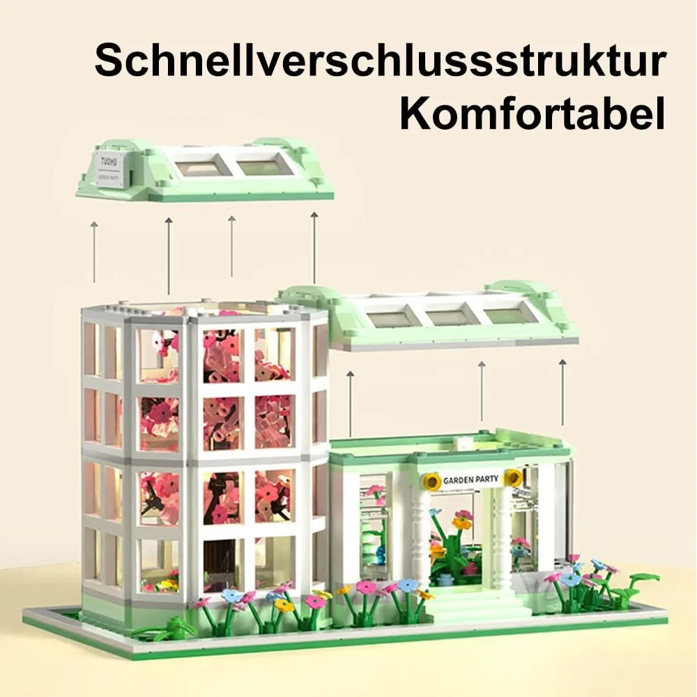 Строительные блоки Barweer Дом Солнечный ботанический сад Дома, Модель городской архитектуры, Модульный набор для строительства таунхаусов для взрослых и детей (827 деталей), фото №5