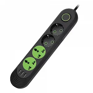 Мережевий фільтр F01U 2 розетки EU Universal 3 USB 1.5 м перетин 3х0,75мм, 2500W Black Box - Фото 1