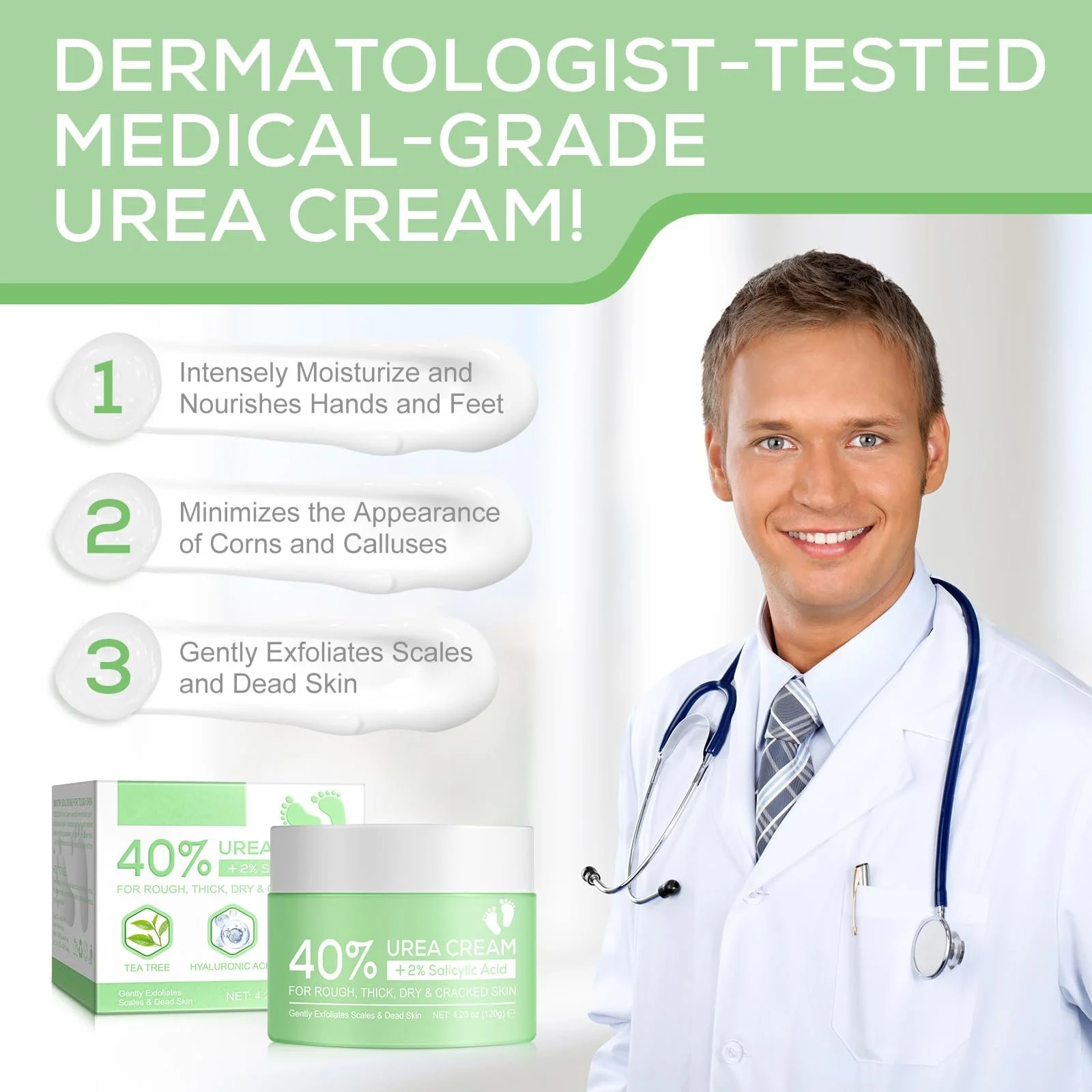 Крем для ног Urea Cream 40% мочевины + 2% салициловой кислоты 120 г, фото №5