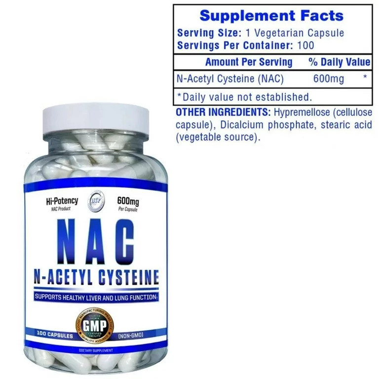 N-Ацетил-L-Цистеин Hi-tech Pharmaceuticals NAC 600 mg 100 Capsules, фото №2