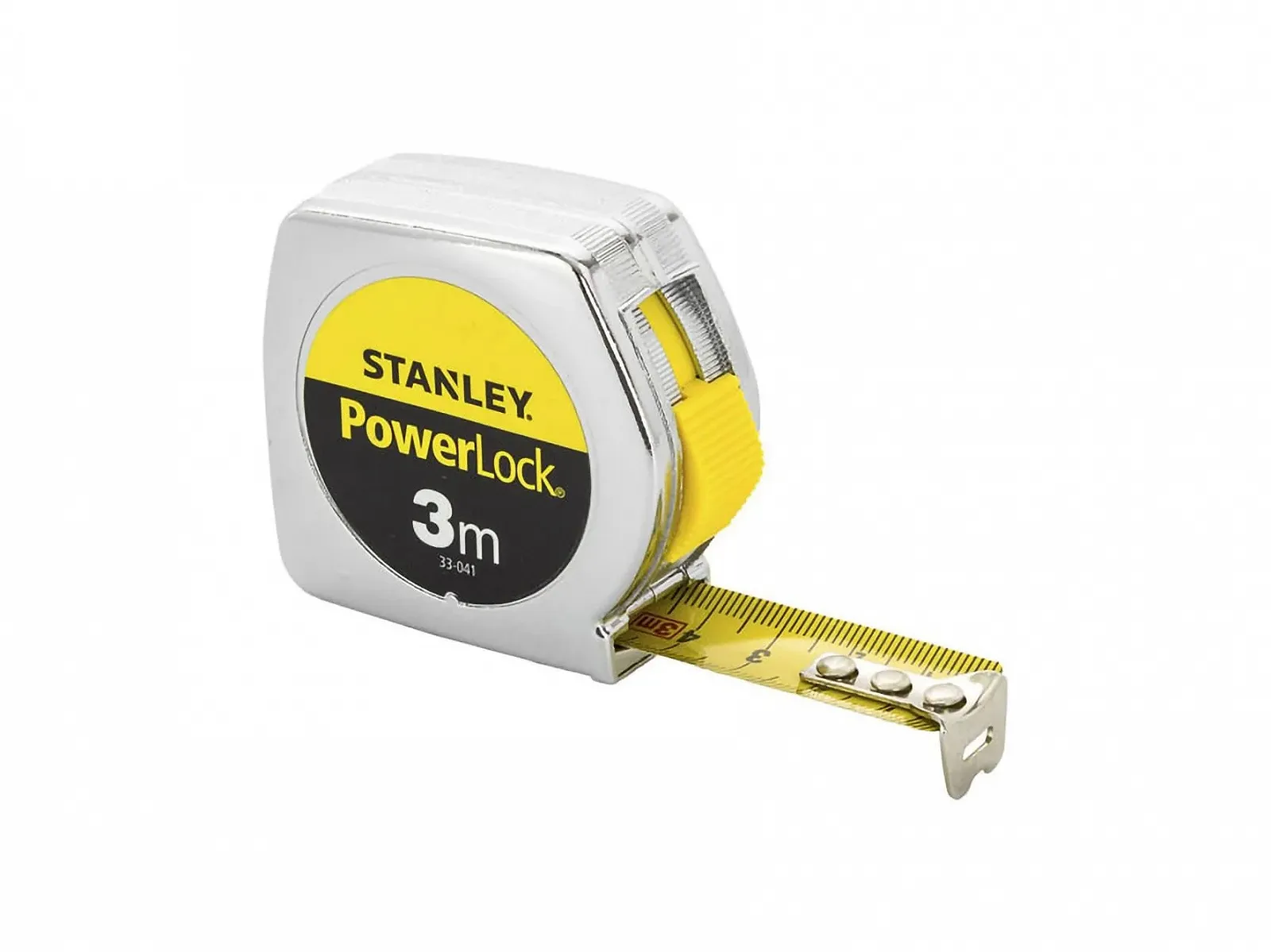 Рулетка Stanley Powerlock 5 м, ширина 19 мм, міцний пластиковий корпус, з метричною шкалою, потрійне клепання, з затискачем для ременя, блокуванням і автоматичним поверненням, фото №1