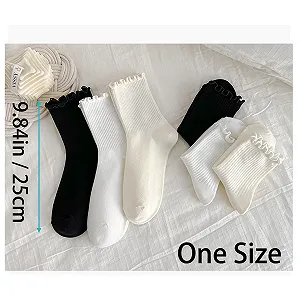 Шкарпетки YUNYU з оборками жіночі 6 пар, один розмір synthetic.ua - Фото 1