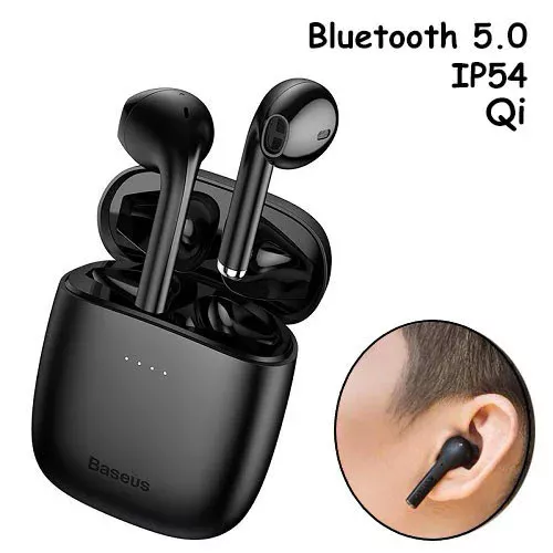 Наушники беспроводные, гарнитура с кейсом Baseus Encok W04 Pro Bluetooth Черные, фото №1 Наушники беспроводные, гарнитура с кейсом Baseus Encok W04 Pro Bluetooth Черные, фото №1