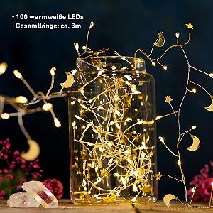 Световая гирлянда moses. Moon & Stars Fairy Lights 100 LED Теплый белый Золотой synthetic.ua - Фото 1
