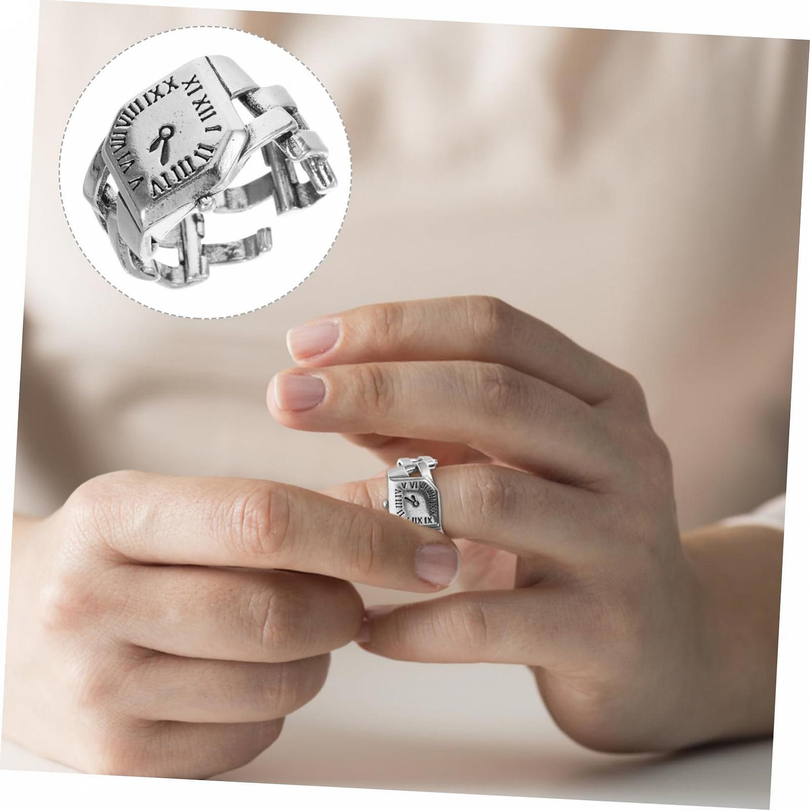 Кольцо-часы Healvian с римскими цифрами, регулируемое, винтажное, 2 шт., фото №8