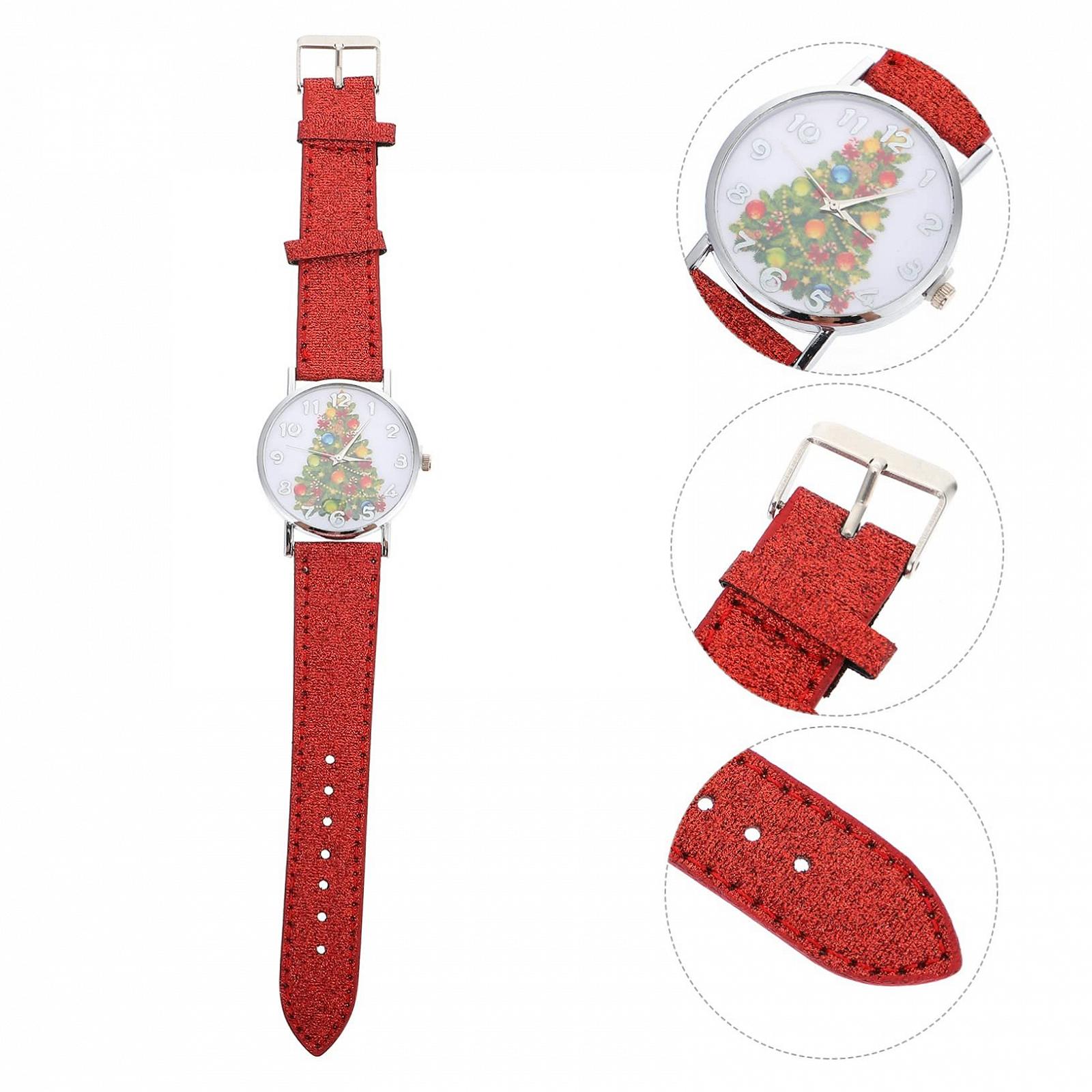 Женские наручные часы LIFKOME 1 шт. с дизайном елки, кварцевые часы для женщин с кожаным ремешком для Рождества, дней рождения и юбилеев, фото №7