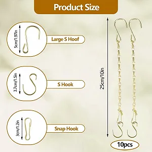 Цепочки для подвесных корзин набор 10 шт. 25 см Металл Золотистый synthetic.ua - Фото 1