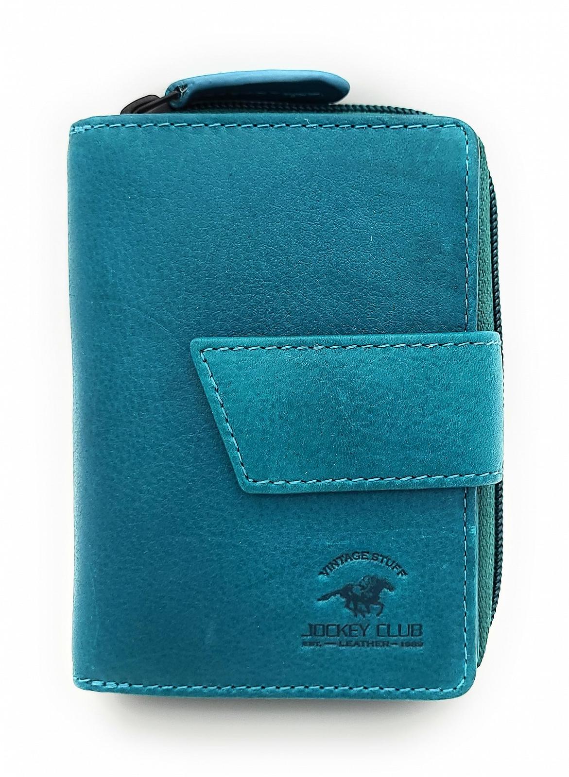 Кошелек Женский из Натуральной Кожи Waxed Cowhide, Место для 19 Карточек, Петроль, Casual, фото №1