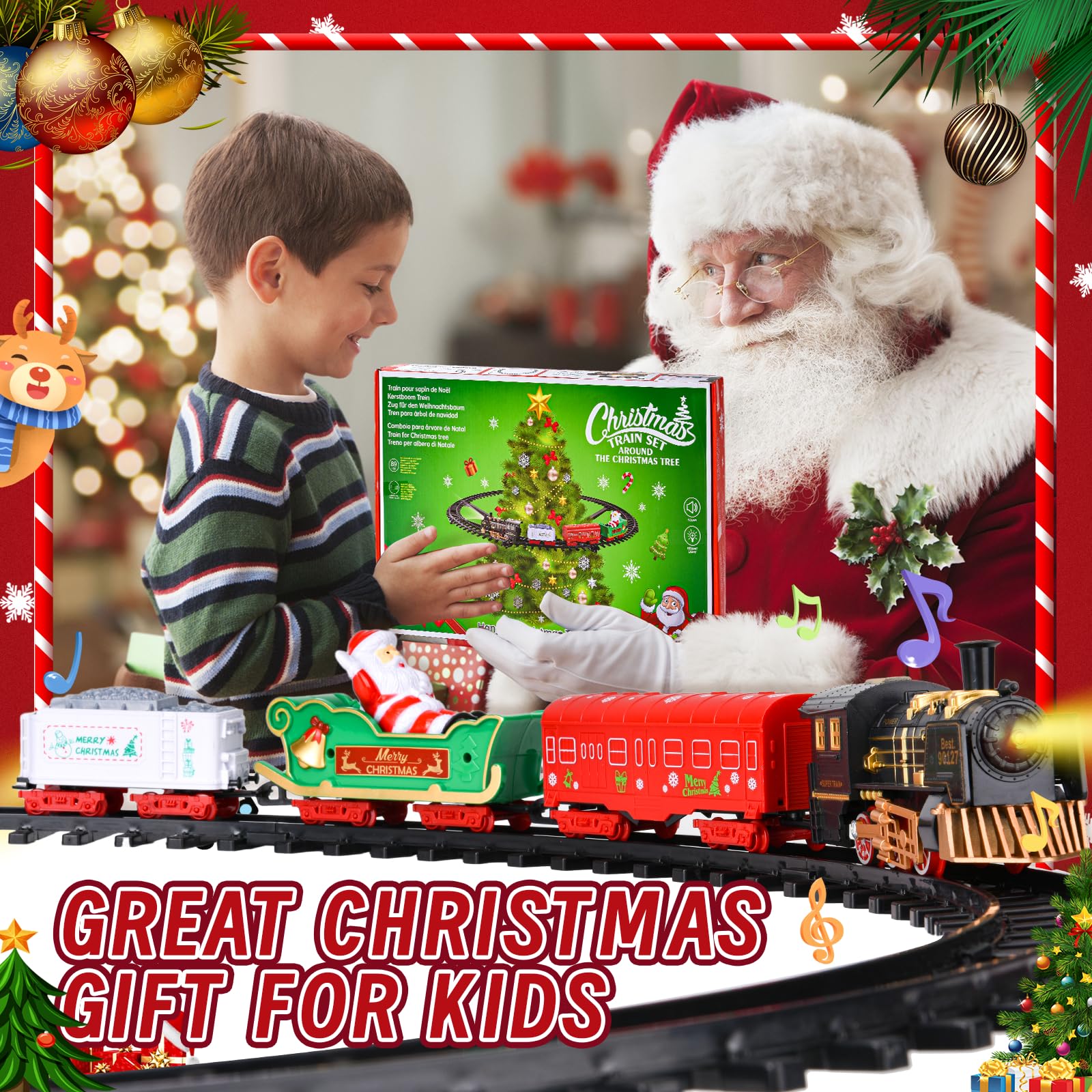 Електропоїзд DAOUZL Christmas Tree Train для дітей з світлом і звуком на ялинку для дітей від 3 років, фото №6