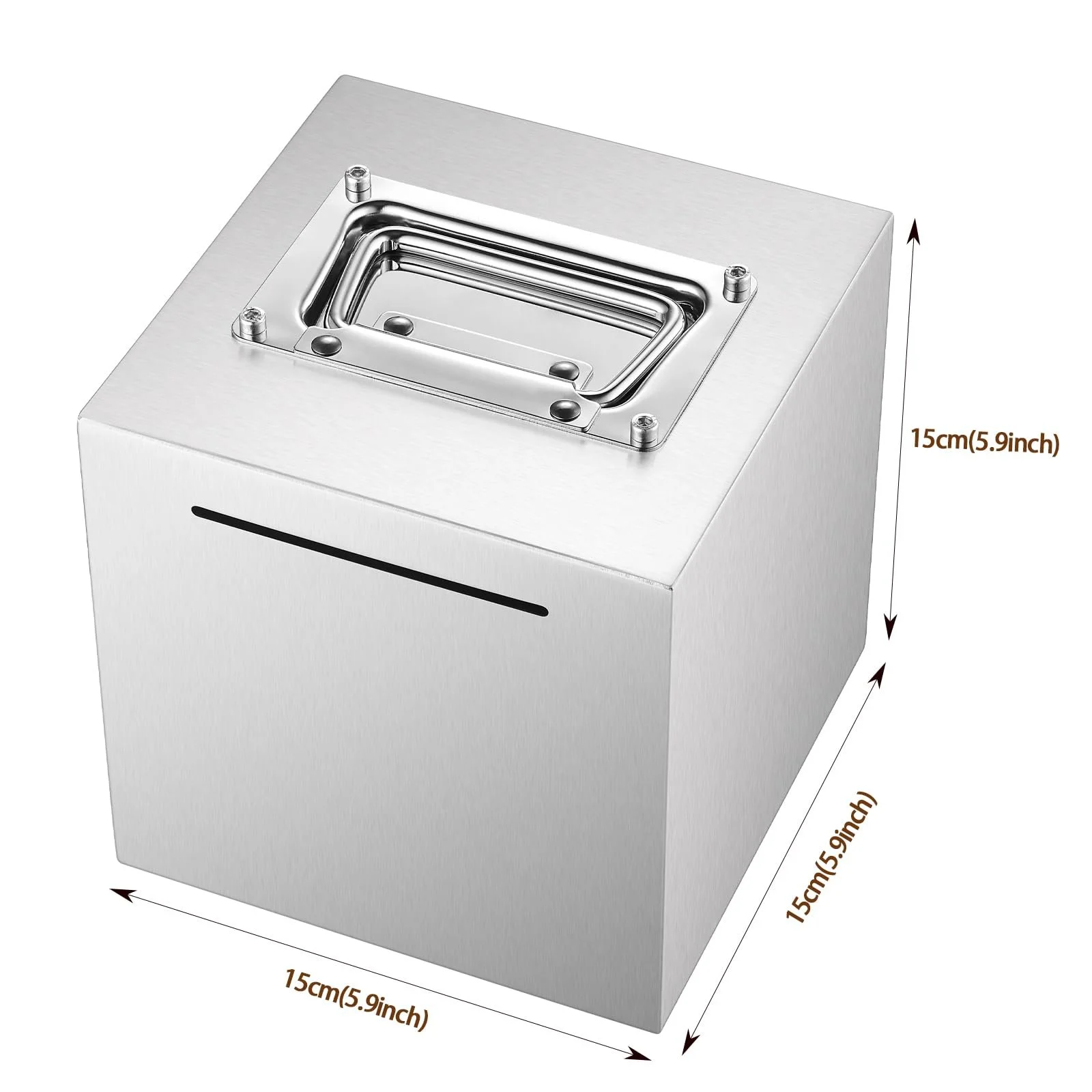 Скарбничка-сейф Велика з нержавіючої сталі з ручкою, фото №2