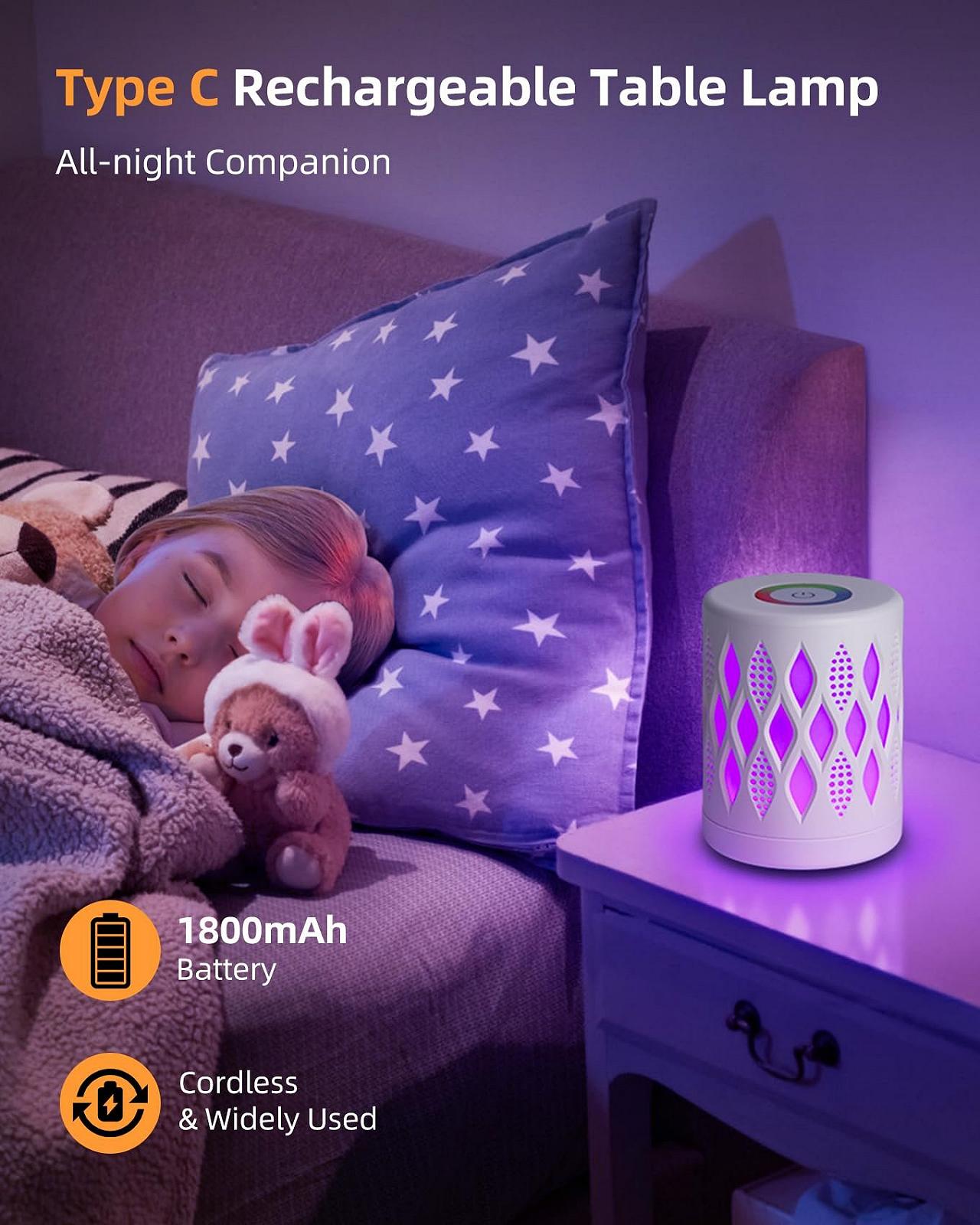 Настільна лампа Aigostar LED сенсорна 256 RGB кольорів Warm White бездротова USB акумуляторна, фото №5