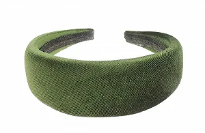 Обруч для волос Бархатный Glamour Girlz 4 см Оливково-зеленый - Фото 1