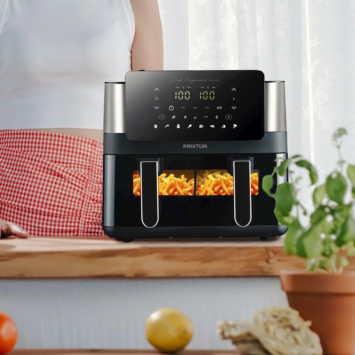 Мультипечь PRIXTON Cook Organics 8 л Двойная камера 2 x 4 л Смотровое окно Сенсорный экран Черный, фото №4 Мультипечь PRIXTON Cook Organics 8 л Двойная камера 2 x 4 л Смотровое окно Сенсорный экран Черный, фото №4
