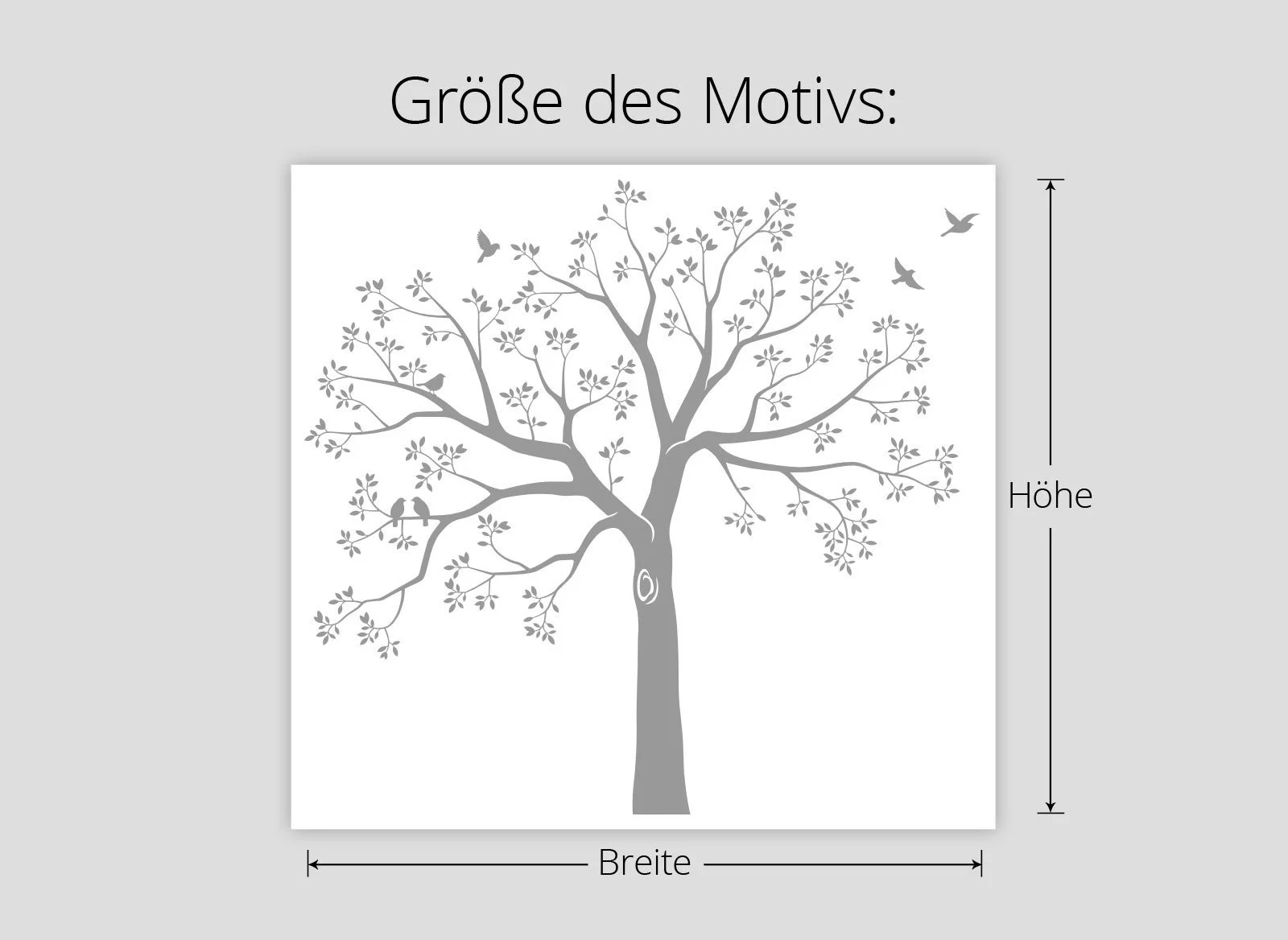 Наклейка на стену Grandora W5480 XXL Tree Birds 165 x 160 см Black, фото №5