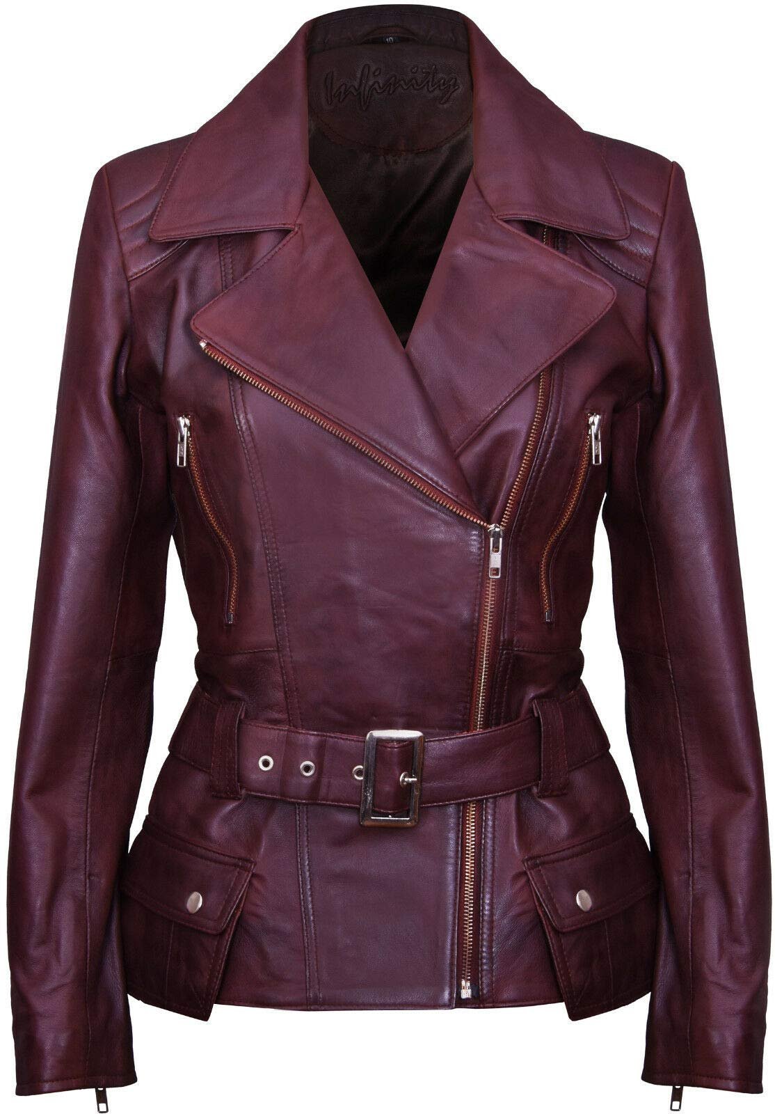 Кожаная мотоциклетная куртка Infinity Leather Женская Conker Brown Длинная, фото №1