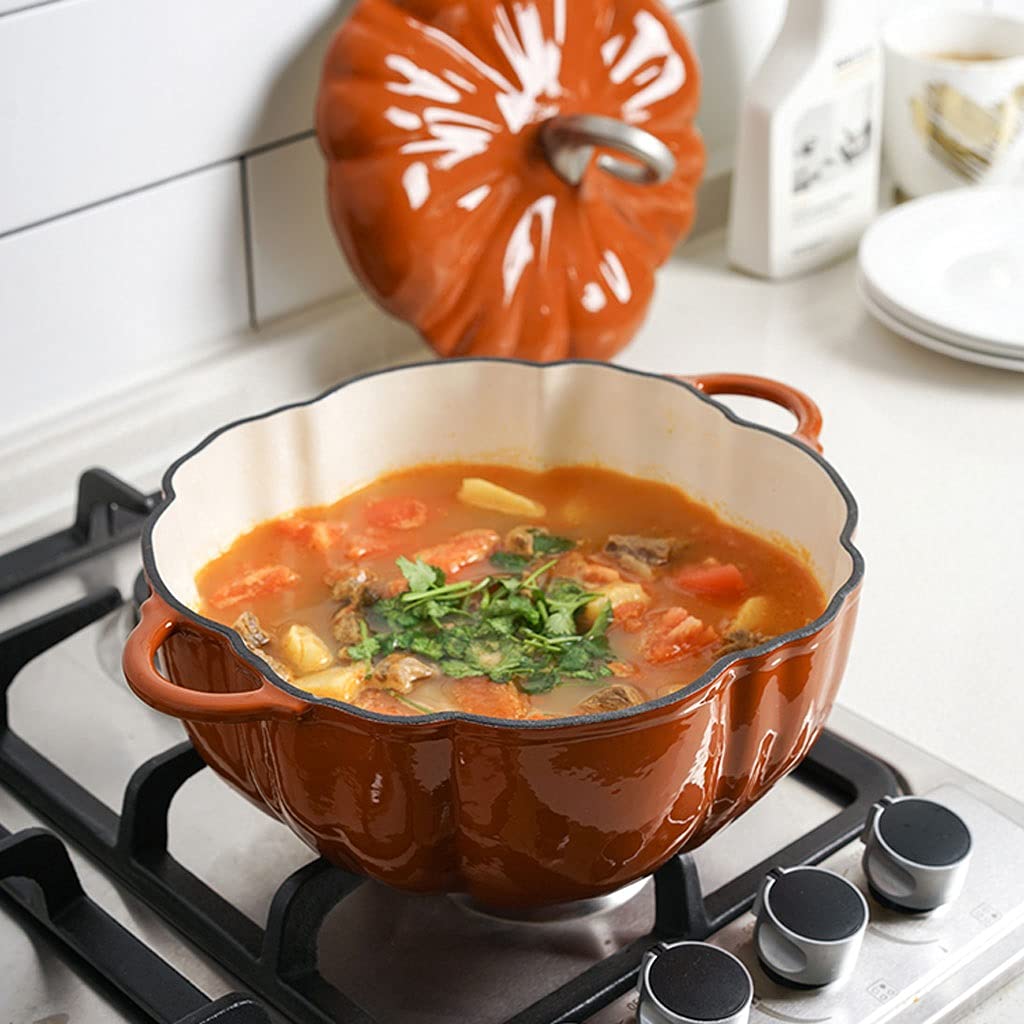 Каструля Wantanshopping Dutch Oven Pot Pumpkin Емалевий Чавунний Горщик Каструля (Оранжева), фото №7