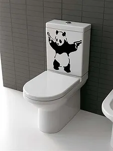 Вінілова наклейка на стіну Banksy Панда з пістолетами Графіті Вуличне мистецтво Знімна 40x40 см Чорний - Фото 1